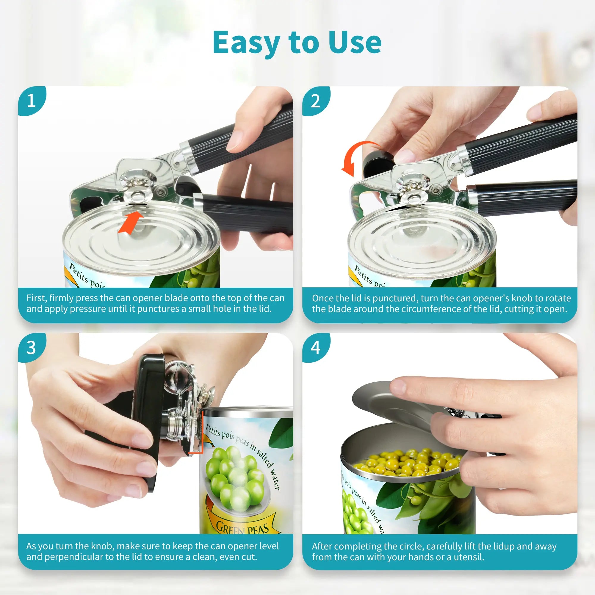 Stainless Steel Manual Can Bottle Opener | Smooth Edge Kitchen Tool