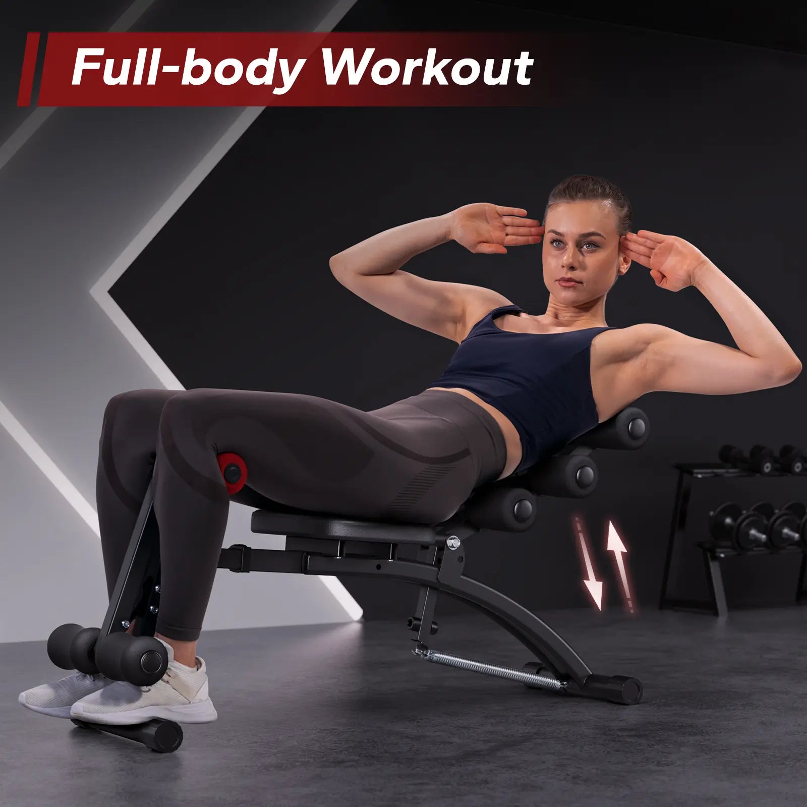 Anti-Shake Triangular Adjustable Weight Bench 300LBS, Padded Backrest Home Dumbbell Workout Bench