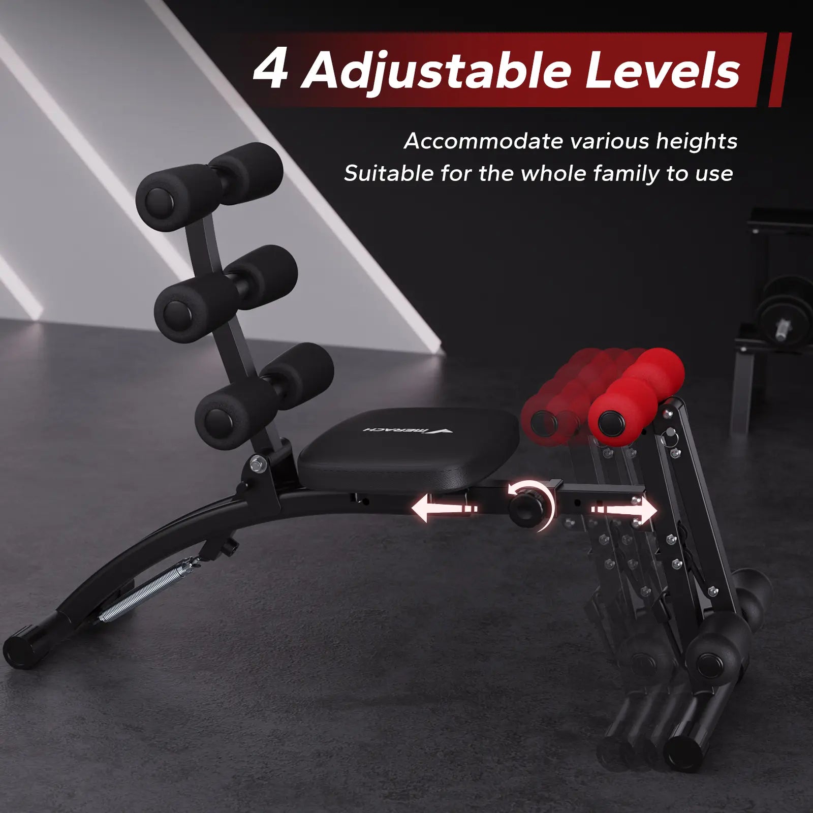 Anti-Shake Triangular Adjustable Weight Bench 300LBS, Padded Backrest Home Dumbbell Workout Bench