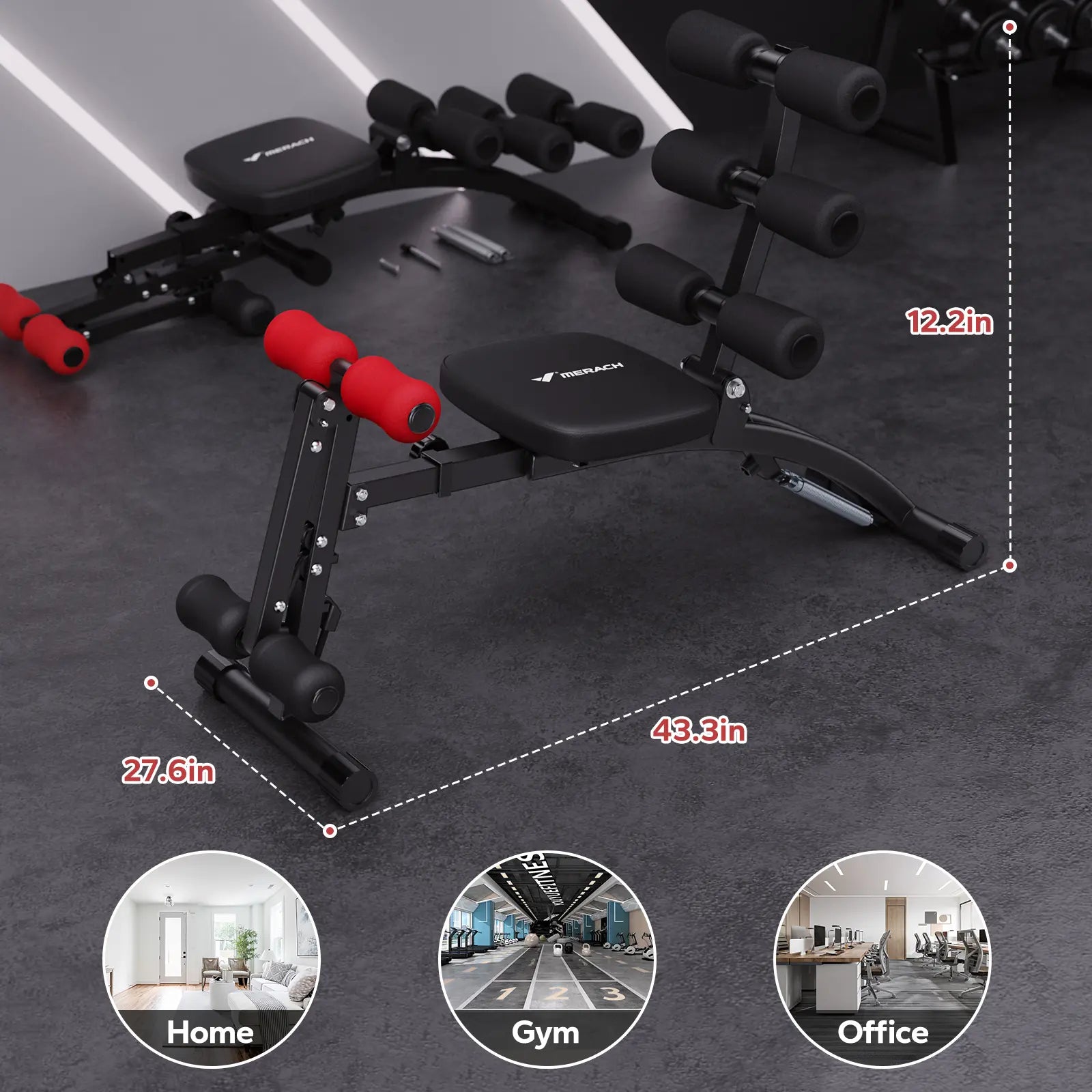 Anti-Shake Triangular Adjustable Weight Bench 300LBS, Padded Backrest Home Dumbbell Workout Bench